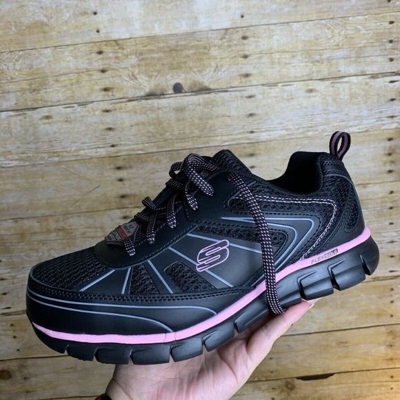 black and pink skechers